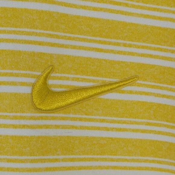 Nike Dri Fit Striped Polo Shirt Yellow White Men Size 2XL Golf Activewear - Picture 6 of 14